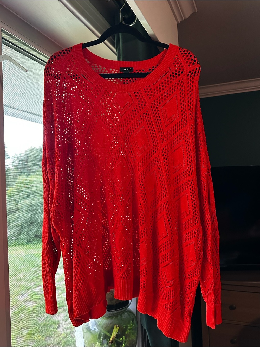 torrid Bright Red Openwork Crewneck Sweater